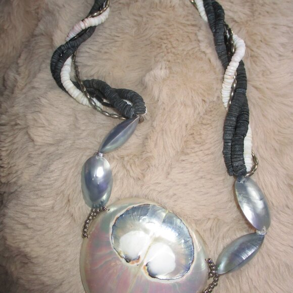 Mother of Pearl and Braided Puka Shell Necklace - Picture 3 of 5